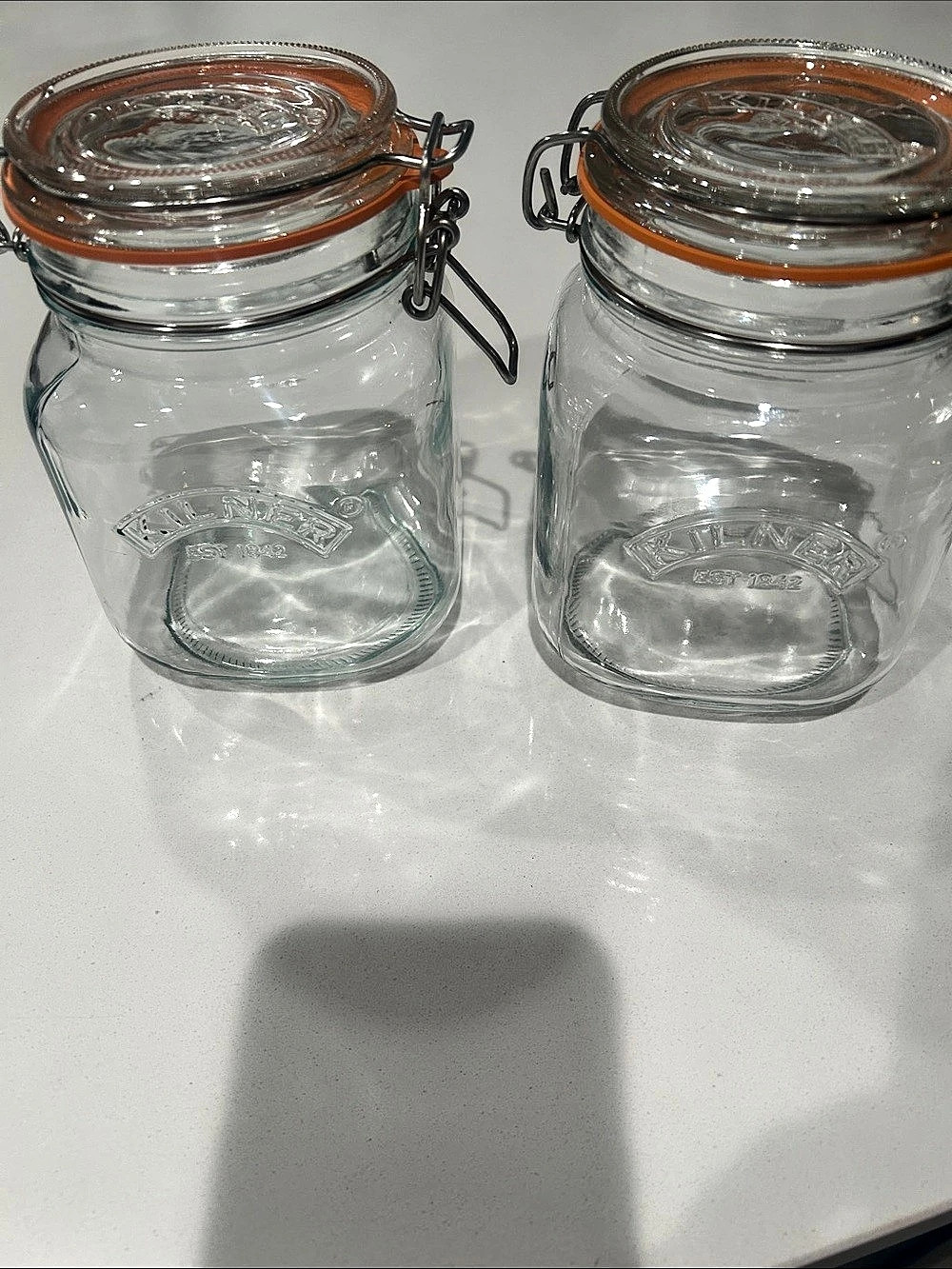 Kilner Square Clip Top Jar Glass Jars, Set of 2
